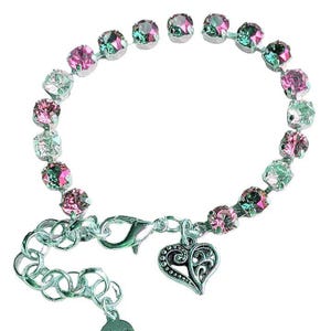 Fancy Filigree Heart Faceted Crystal Bracelet - - LadybugfeetDesigns -
