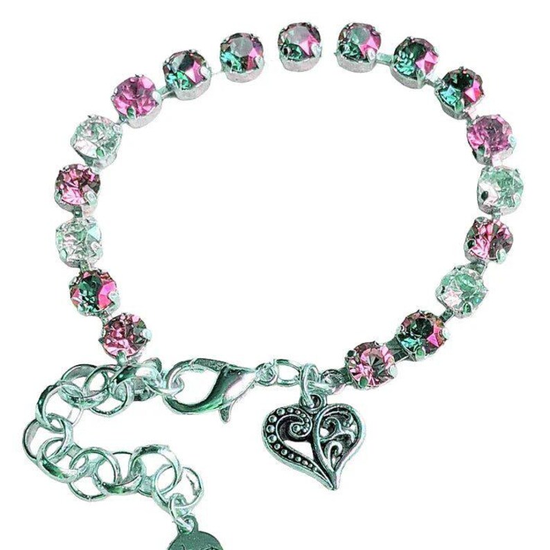 Fancy Filigree Heart Faceted Crystal Bracelet - - LadybugfeetDesigns -
