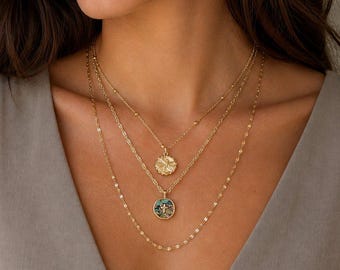 Set gelaagde abalone kruisstang/libel, goud