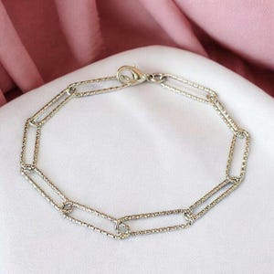 Diamond Cut Silver Paperclip Chain Bracelet - - LadybugfeetDesigns -