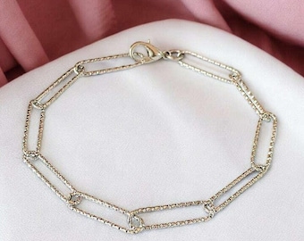 Diamantslipat Gem-kedjearmband, Silver
