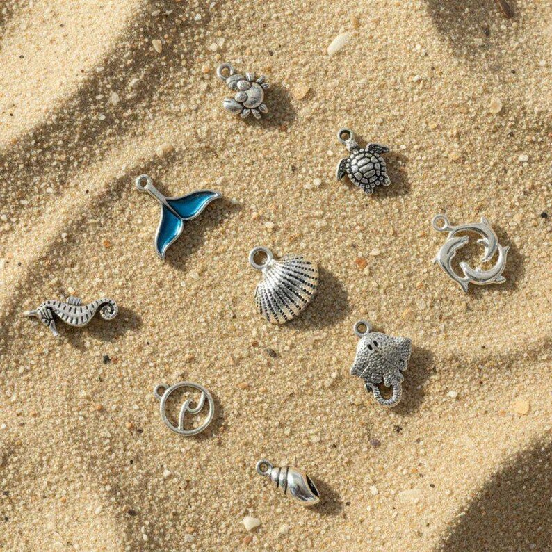 Ocean Lover Charm Box - 9 pc., Silver - - LadybugfeetDesigns -