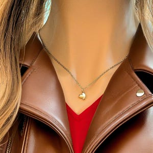 Heart necklace, Gold - 20 inch - - LadybugfeetDesigns -