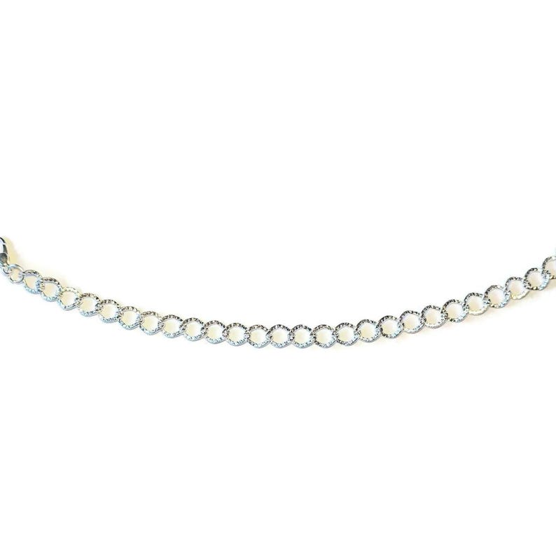 Bright Silver Textured Oval Link Charm Bracelet Base - D.i.y. - Build Your Charm Bracelet! - - LadybugfeetDesigns -