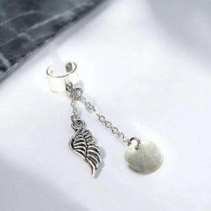 Angel Wing ear cuff, Silver - - LadybugfeetDesigns -