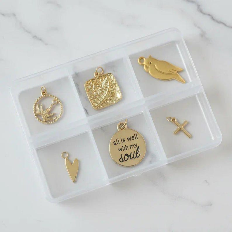 All is Well With My Soul Mini Charm Box - 6 pc., Gold - - LadybugfeetDesigns -