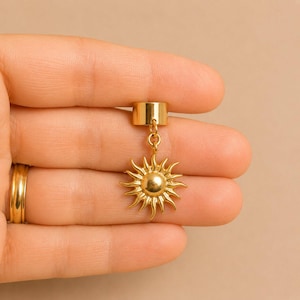 Celestial Sun Ear Cuff, Gold - - LadybugfeetDesigns -