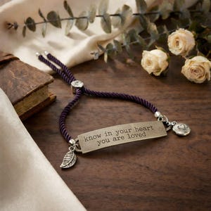 Know in Your Heart You Are Loved, Inspirational Quote Twisted rope bolo Bracelet