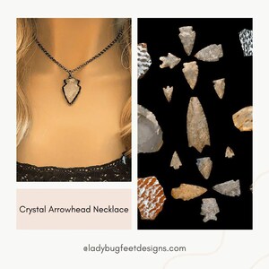 White Quartz Crystal Arrowhead necklace, 18- 24 inch - - LadybugfeetDesigns -