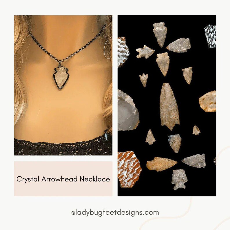 White Quartz Crystal Arrowhead necklace, 18- 24 inch - - LadybugfeetDesigns -