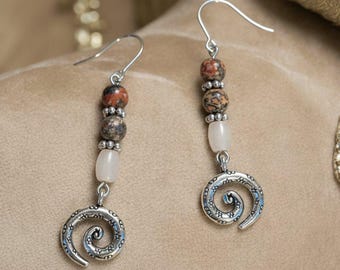 Opal, Jasper Swirl Earrings