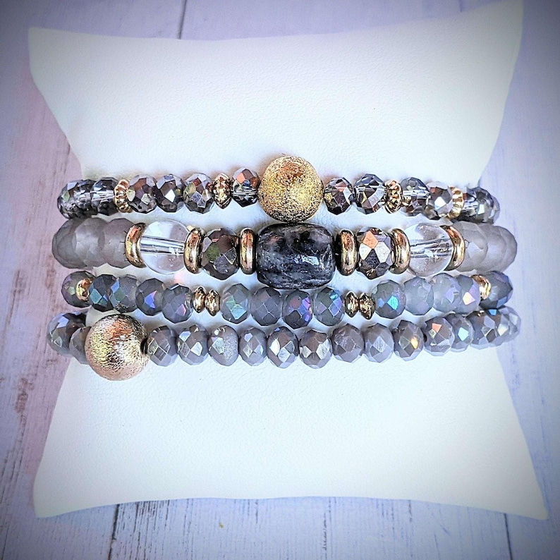 Regal Gray Crystal Endless wrap bracelet - - LadybugfeetDesigns -