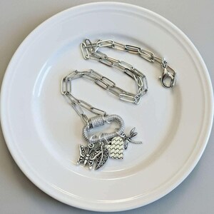 Nature & Love Carabiner Necklace, Silver - 20 inch - - LadybugfeetDesigns -