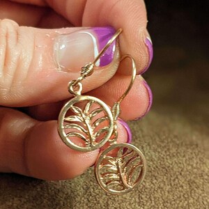 Palm Leaf Rose Gold dangle earrings - - LadybugfeetDesigns -