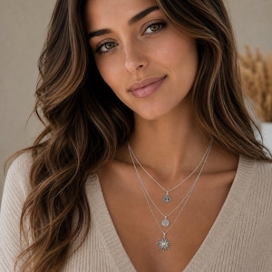 Energy, Power, Positivity Layered Necklace Set, Silver - - LadybugfeetDesigns -