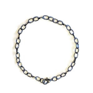 Black Steel Oval Link Charm Bracelet Base - D.i.y. - Build Your Charm Bracelet! - - LadybugfeetDesigns -