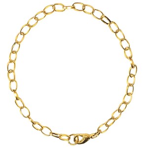 Shiny Gold-Tone Oval Link Charm Bracelet Base - D.i.y. - Build Your Charm Bracelet! - - LadybugfeetDesigns -