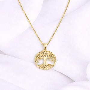 Tree of Life necklace, Gold- 20 inch - - LadybugfeetDesigns -