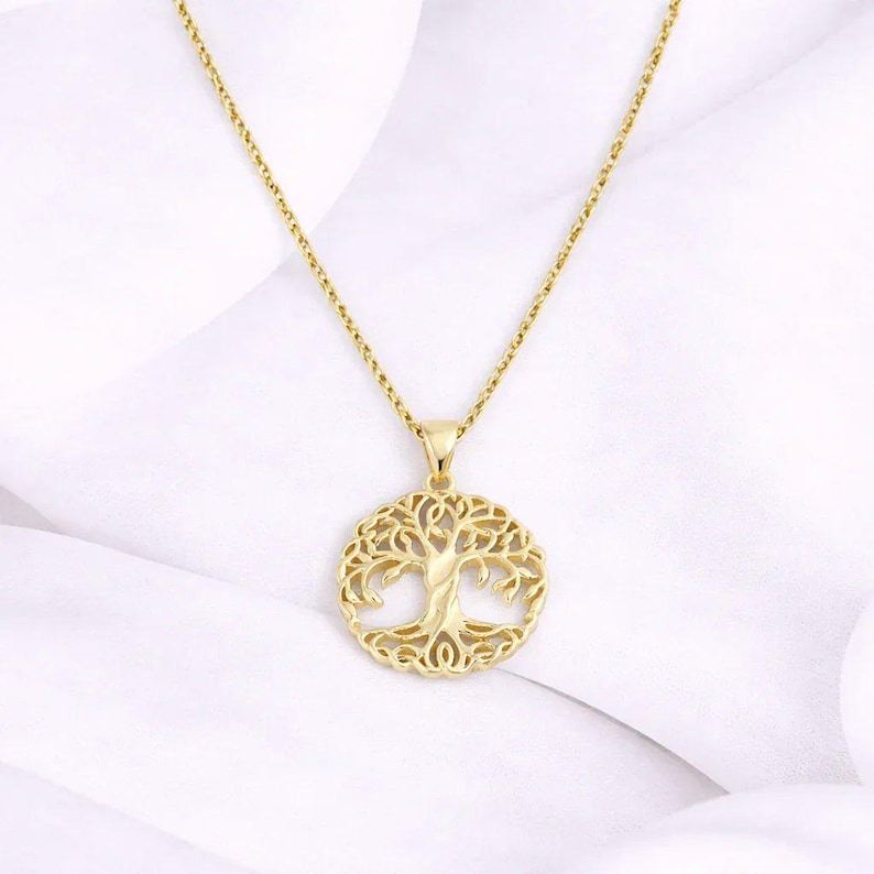 Tree of Life necklace, Gold- 20 inch - - LadybugfeetDesigns -