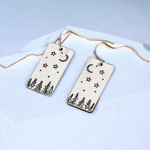 Starry Night in the Pines Dangle Earrings - - LadybugfeetDesigns -