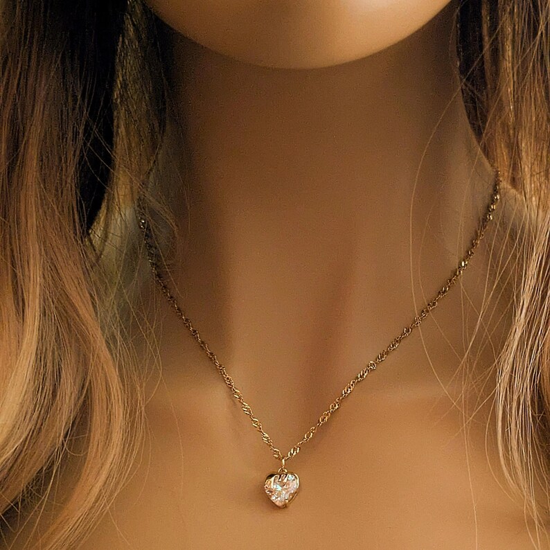 Sparkly Melting Heart necklace, Gold- 20 inch - - LadybugfeetDesigns -