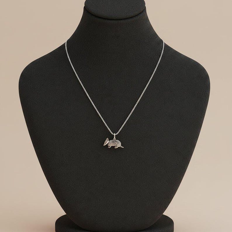 Armadillo Pendant charm necklace, Sterling Silver - 22 inch - - LadybugfeetDesigns -