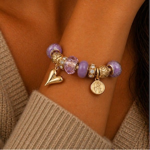 Romantic Heart Euro Cuff Wrap Bracelet, Gold - - LadybugfeetDesigns -