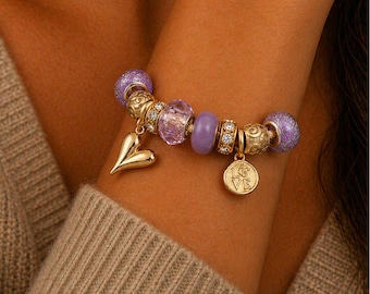 Romantic Heart Euro Cuff Wrap Bracelet, Gold