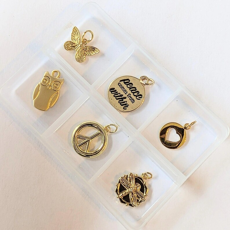 Peace Comes from Within Mini Charm Box - 6 pc., Gold - - LadybugfeetDesigns -