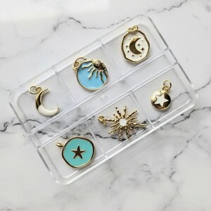 Celestial Enamel Mini Charm Box - 6 pc., Gold - - LadybugfeetDesigns -