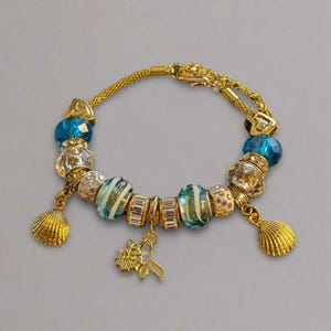 Whale Tail European beaded bracelet - Gold - - LadybugfeetDesigns -