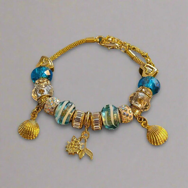 Whale Tail European beaded bracelet - Gold - - LadybugfeetDesigns -