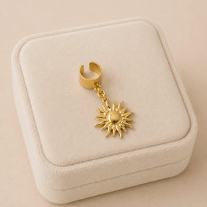 Celestial Sun Ear Cuff, Gold - - LadybugfeetDesigns -