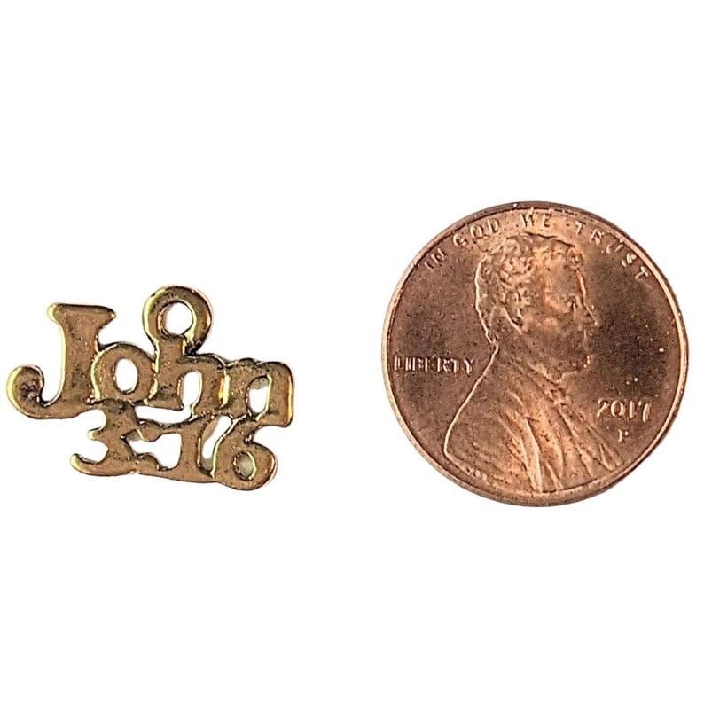 Gold John 3:16 Charm - - LadybugfeetDesigns -