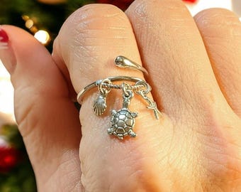 Beach Vibes Wrap Ring, Silver