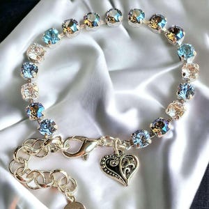 Fancy Filigree Heart Faceted Crystal Bracelet - - LadybugfeetDesigns -