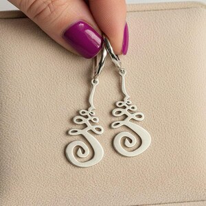 Unalome Earring/Necklace Set, Silver - Adjustable - - LadybugfeetDesigns -