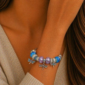 Dragonfly Euro Cuff Wrap Bracelet, Silver - - LadybugfeetDesigns -