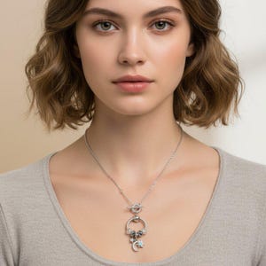 Moon Sun Star Sterling Silver Toggle Charm Necklace, 20 inches - - LadybugfeetDesigns -