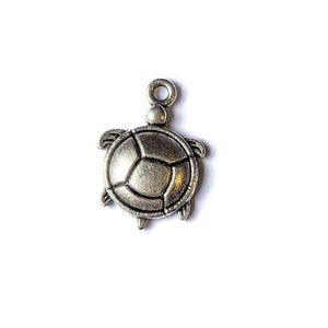 Silver Round Turtle/Tortoise Charm - - LadybugfeetDesigns -
