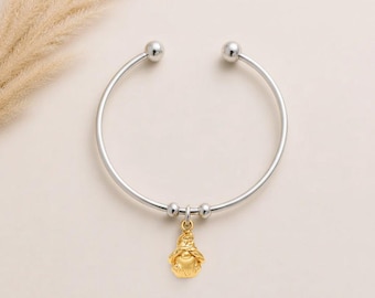 Gold Gnome Euro Bangle Cuff, Silver