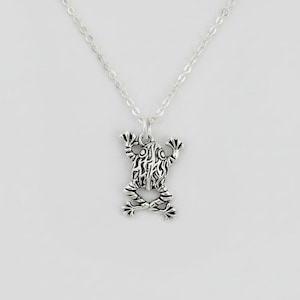 Fancy Rustic Frog Necklace, 20 inches - Silver - - LadybugfeetDesigns -