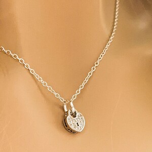 CZ Heart Charm Necklace - Sterling Silver - 18 inch - - LadybugfeetDesigns -