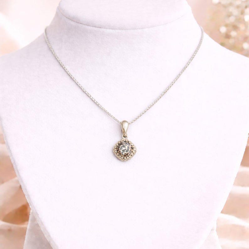 Leopard Print Crystal Pendant charm necklace, Sterling Silver - 22 inch - - LadybugfeetDesigns -