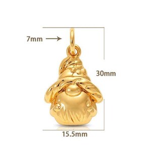 Gold Gnome Euro Bangle Cuff, Silver - - LadybugfeetDesigns -