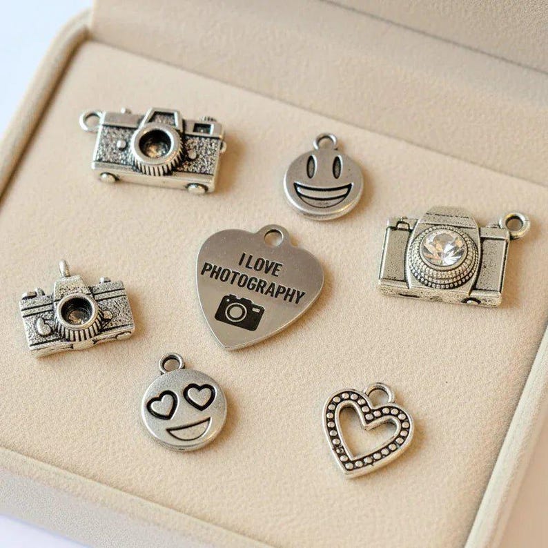 I Love Photography Charm Box - 9 pc., Silver - - LadybugfeetDesigns -