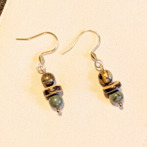 Red Creek Jasper Beaded Hook Earrings, Gold - - LadybugfeetDesigns -