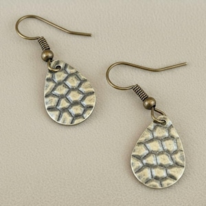 Antique Bronze Crocodile Tears Earrings - - LadybugfeetDesigns -