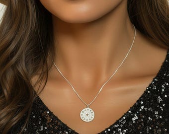 Zodiac Wheel Chart Necklace, Silver - Adjustable up to 24 inches