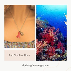 Red Coral necklace, Gold - 18- 24 inch - - LadybugfeetDesigns -